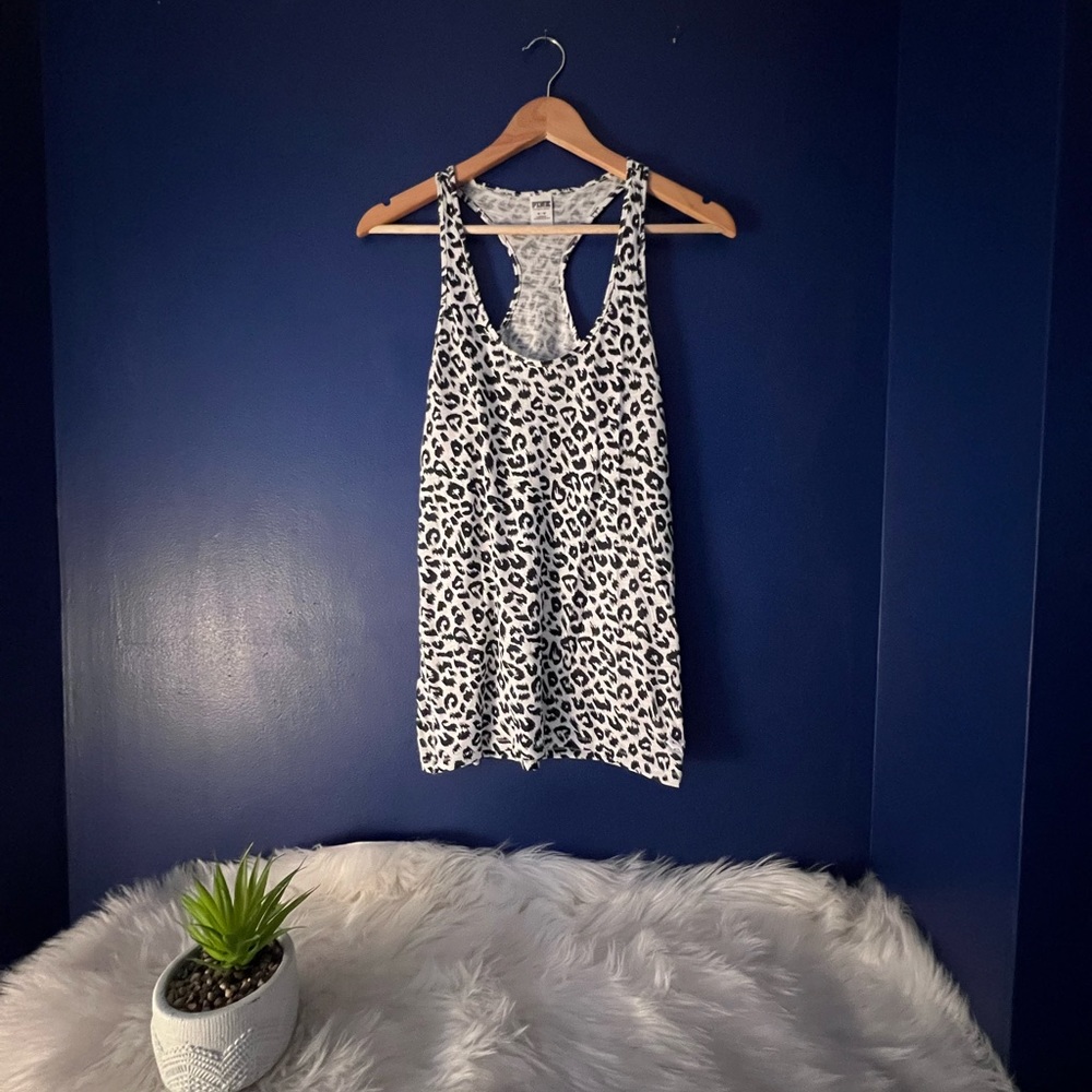 Pink // Leopard print racer back tank